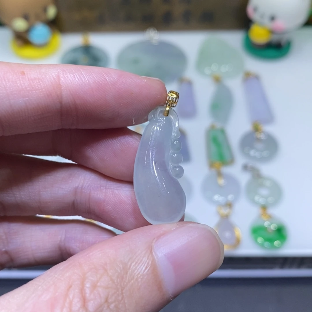 翡翠18K金镶嵌吊坠(不含链)