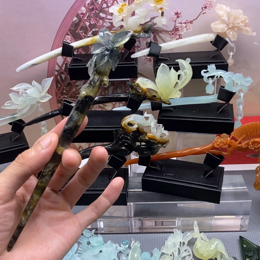 蛇纹石玉合金发饰