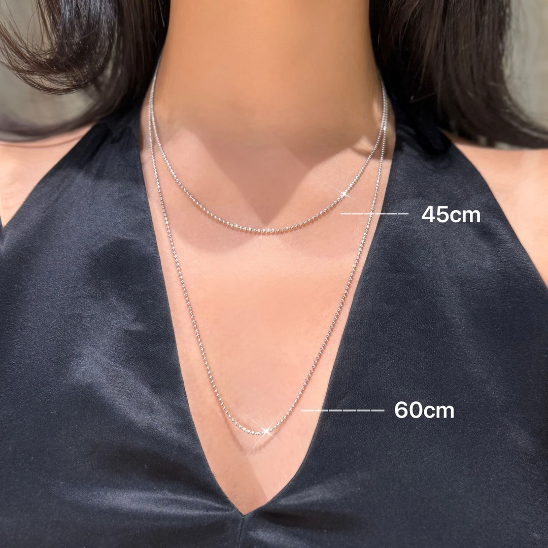 QANNA【爆闪白金珠珠链】【全抽拉调节】时尚满钻切面百搭素链项链AZ