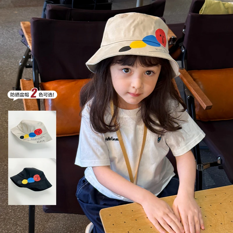 SKC2522女童韩版斑点渔夫帽新款遮阳休闲牛仔盆帽网红帽子