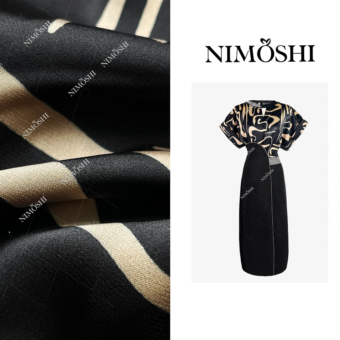 NIMOSHI【倩倩】欧式高奢高腰重工钉珠束腰设计气质显瘦连衣裙Q1760