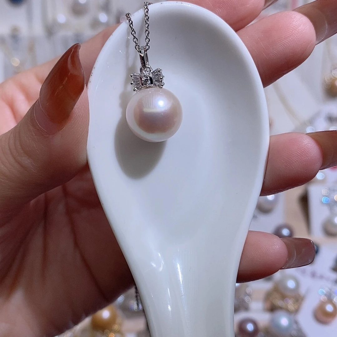 淡水珍珠银S925镶嵌吊坠(赠链)w12.9