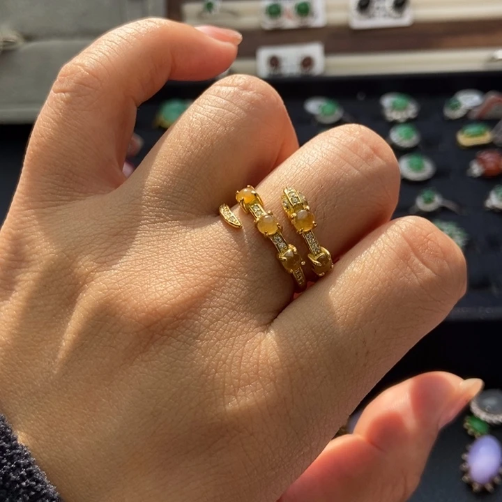 翡翠戒指银S925镶嵌戒指