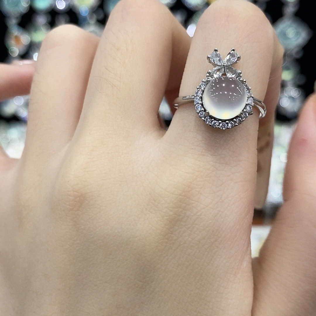 蛇纹石玉银S925镶嵌戒指