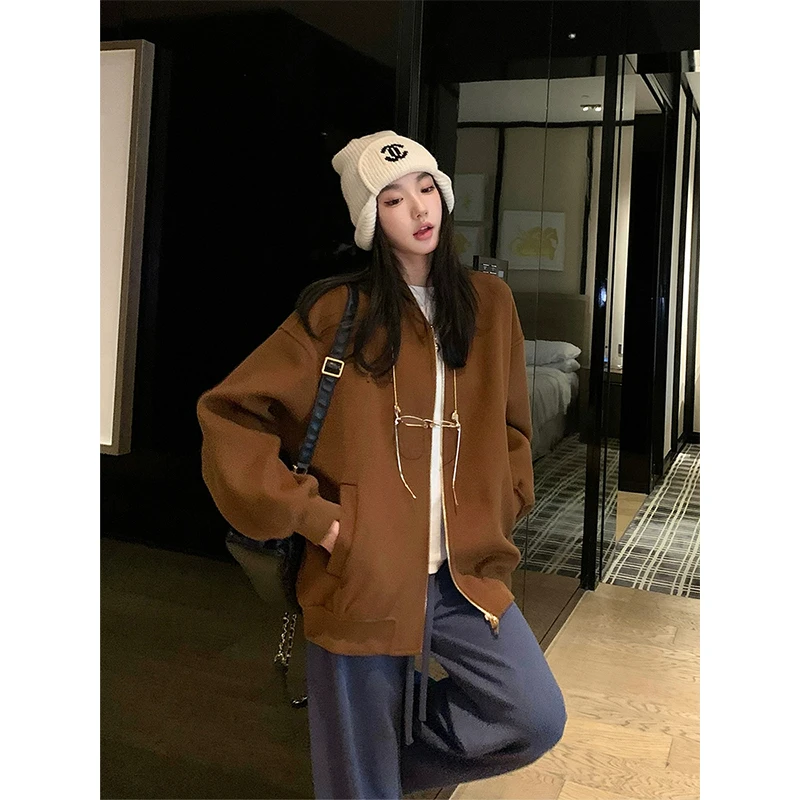 高级感时髦气质宽松棒球服外套女秋季新款休闲百搭美式夹克上衣潮