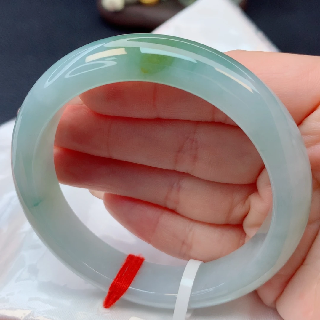 翡翠未镶嵌手镯56-57胶润黄翡