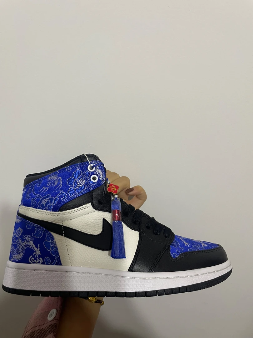 NIKE/耐克断码鞋aj1蓝龙刺绣定制鞋
