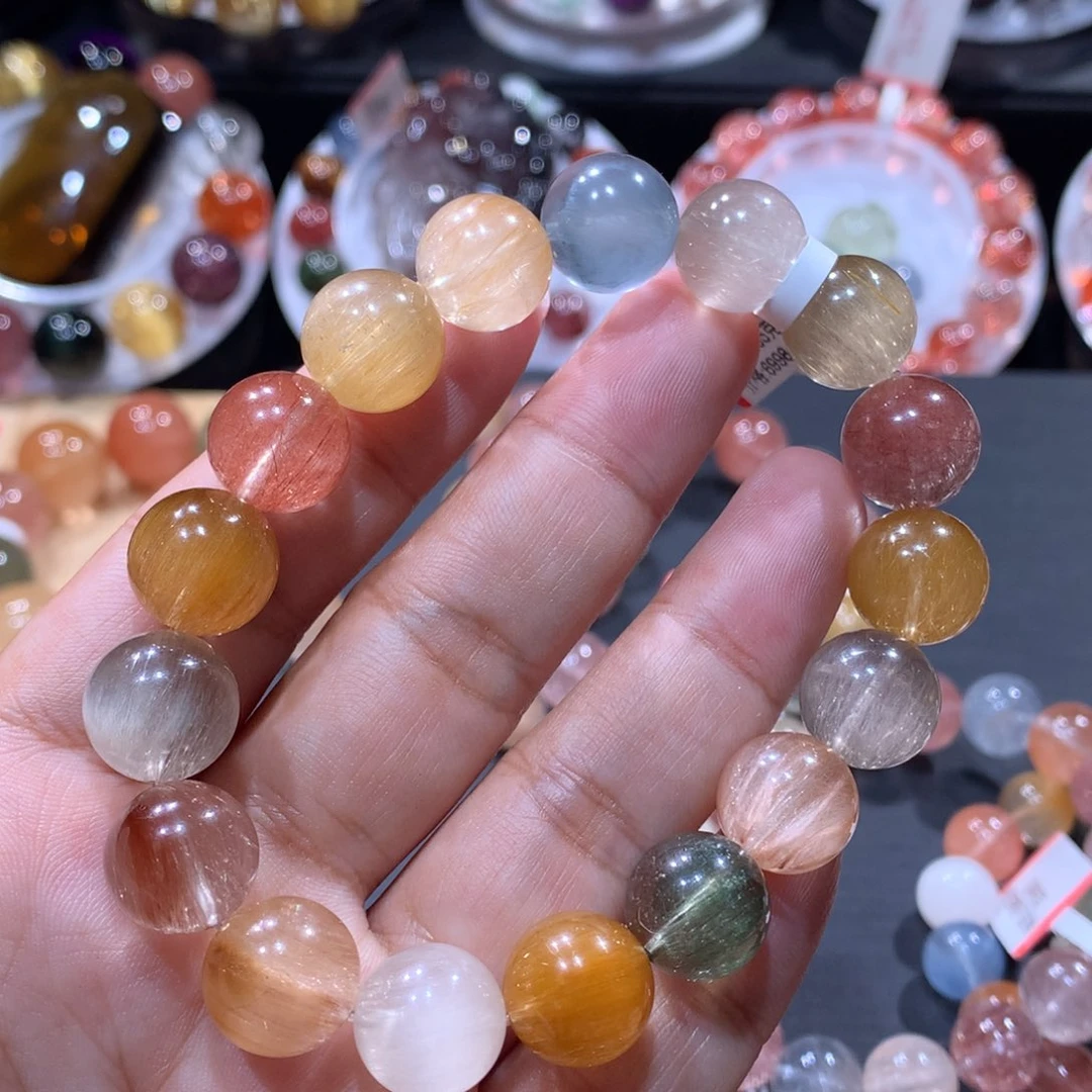 水晶未镶嵌手链彩兔毛12mm