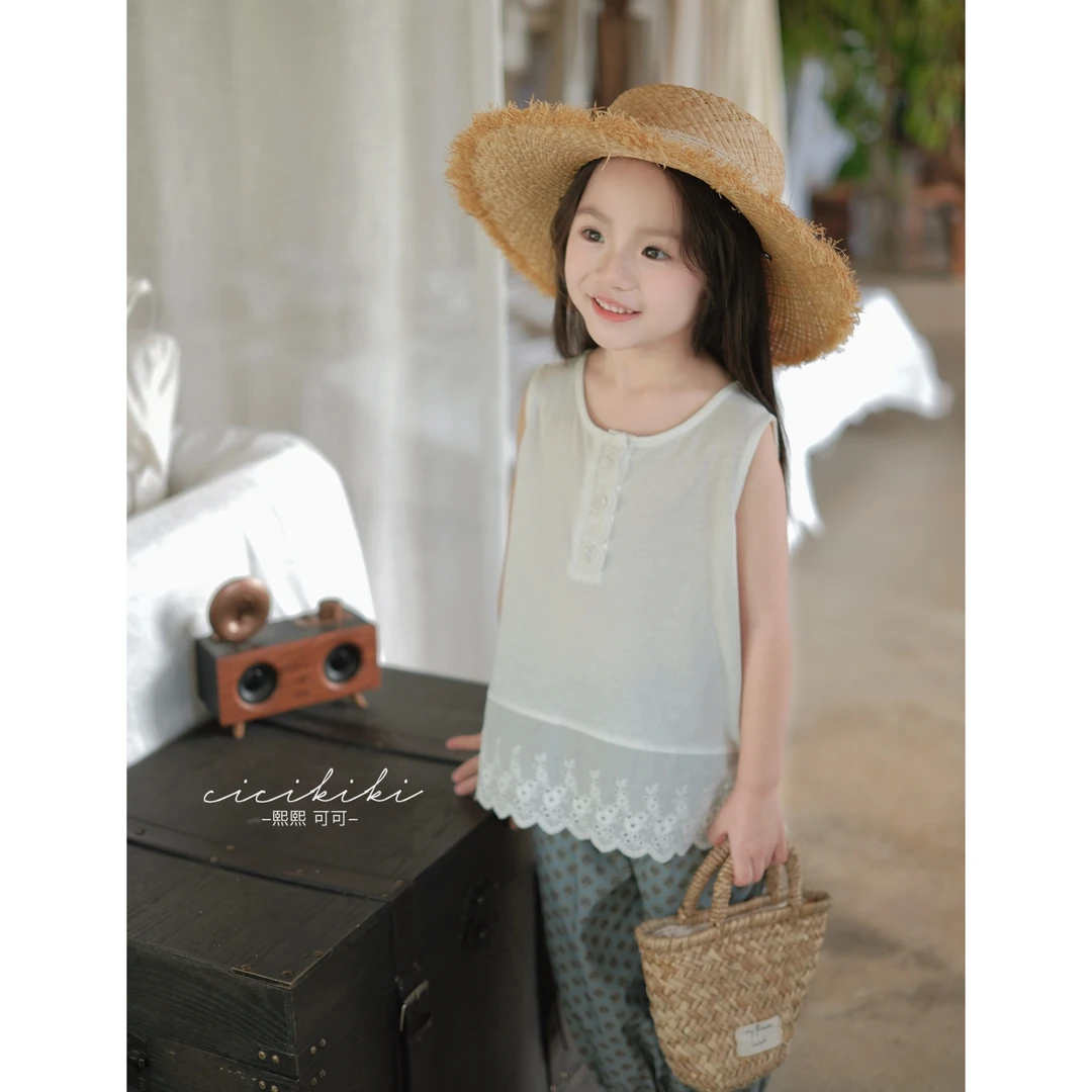 现货【简】女童夏款韩版儿童时尚休闲百无袖背心熙熙可可BX2436