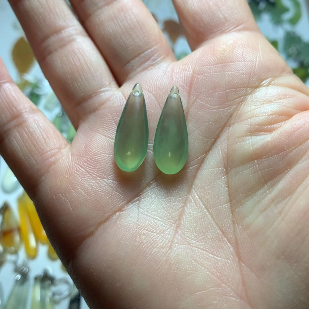 蛇纹石玉耳环银S925镶嵌武*五