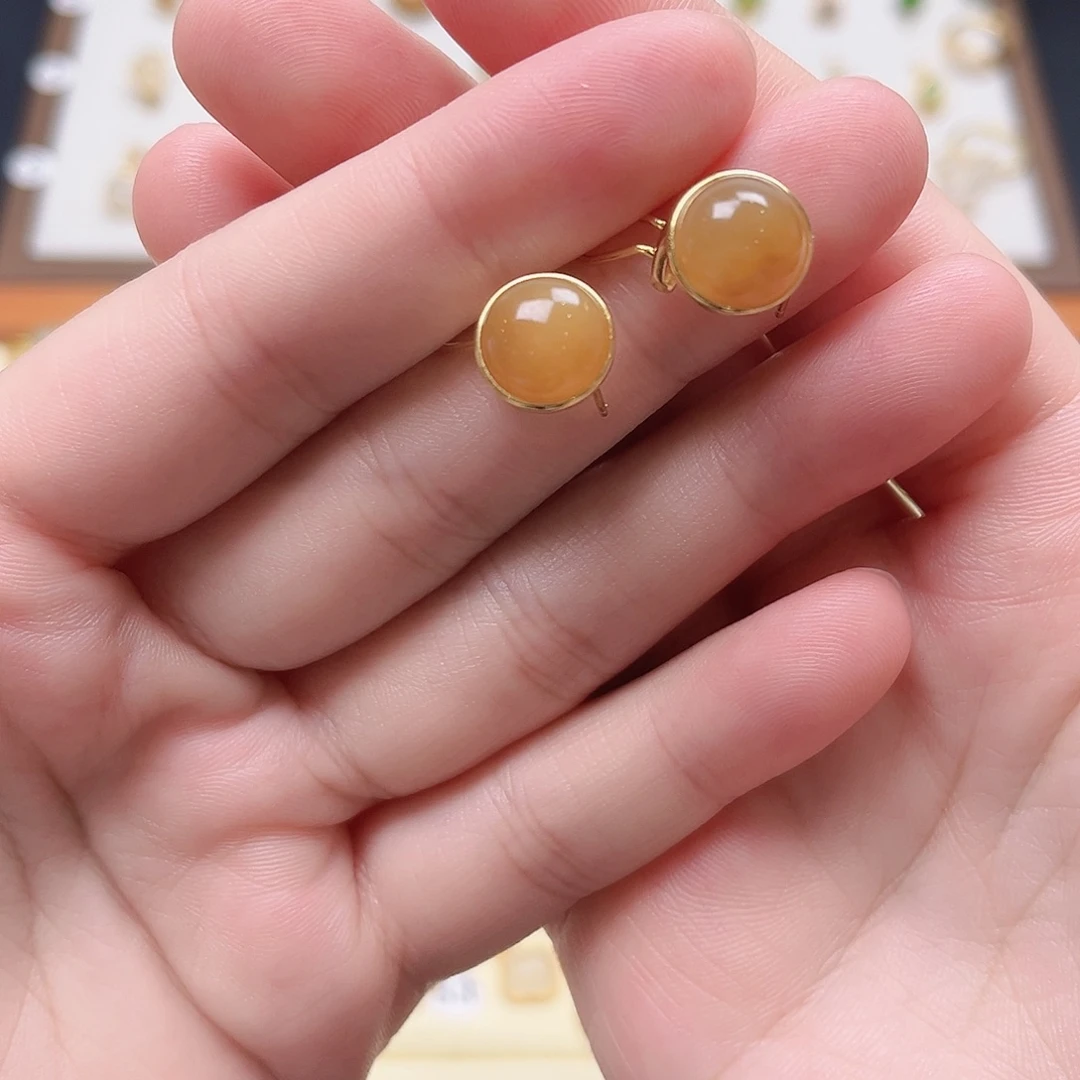 和田玉银S925镶嵌耳饰