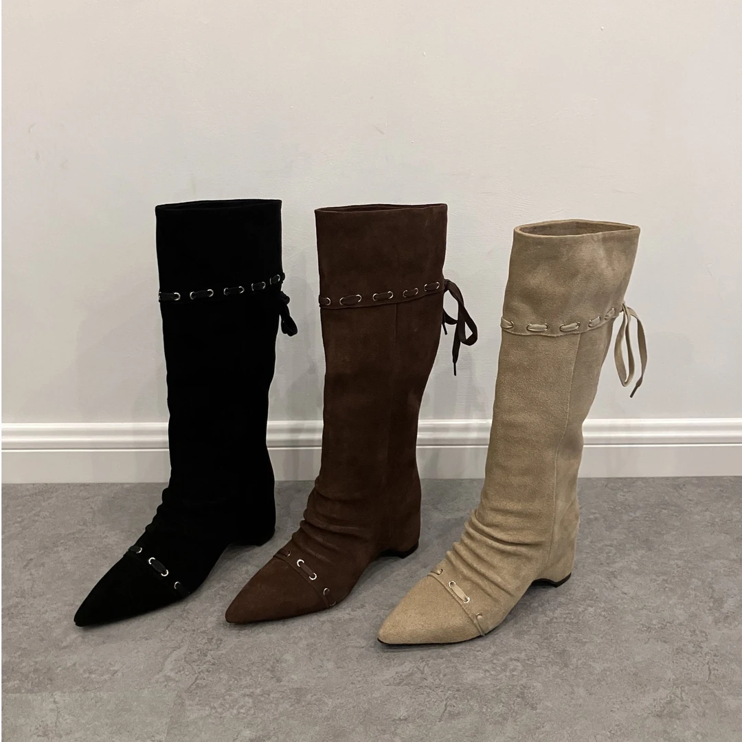 黑丝靴子时尚细跟高跟中筒秋冬长筒弹力靴瘦瘦靴短筒堆堆靴长靴