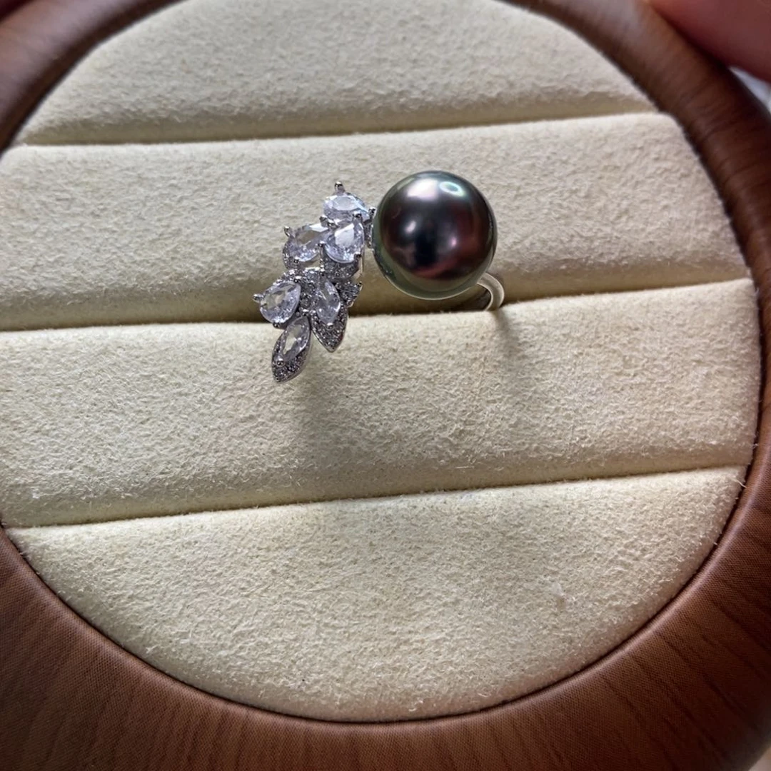 海水珍珠戒圈银S925镶嵌