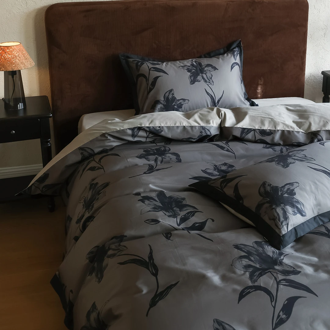 半眠百合 100支(50*50) 纯棉磨毛贡缎数码印花柔软四件套床品套件