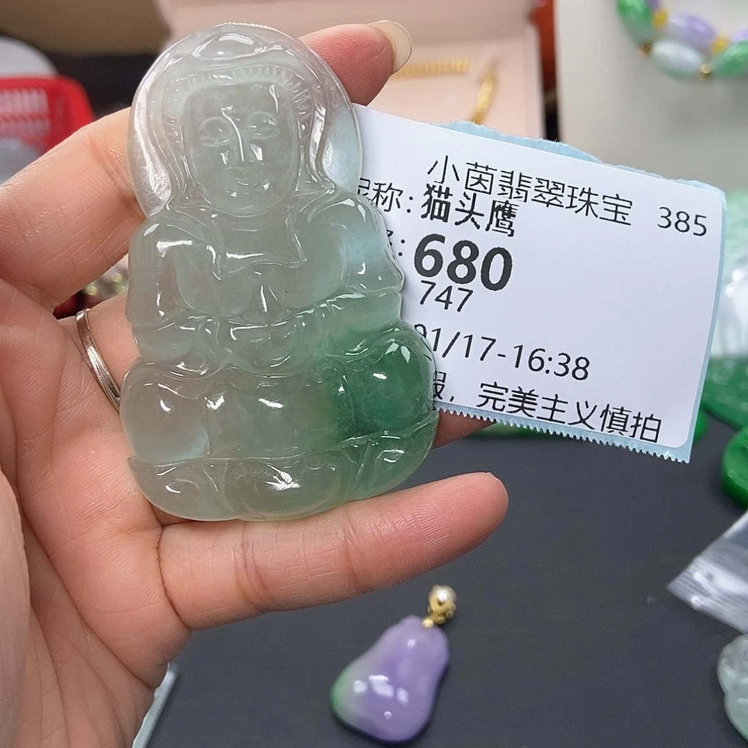 翡翠吊坠(赠链)未镶嵌猫*鹰