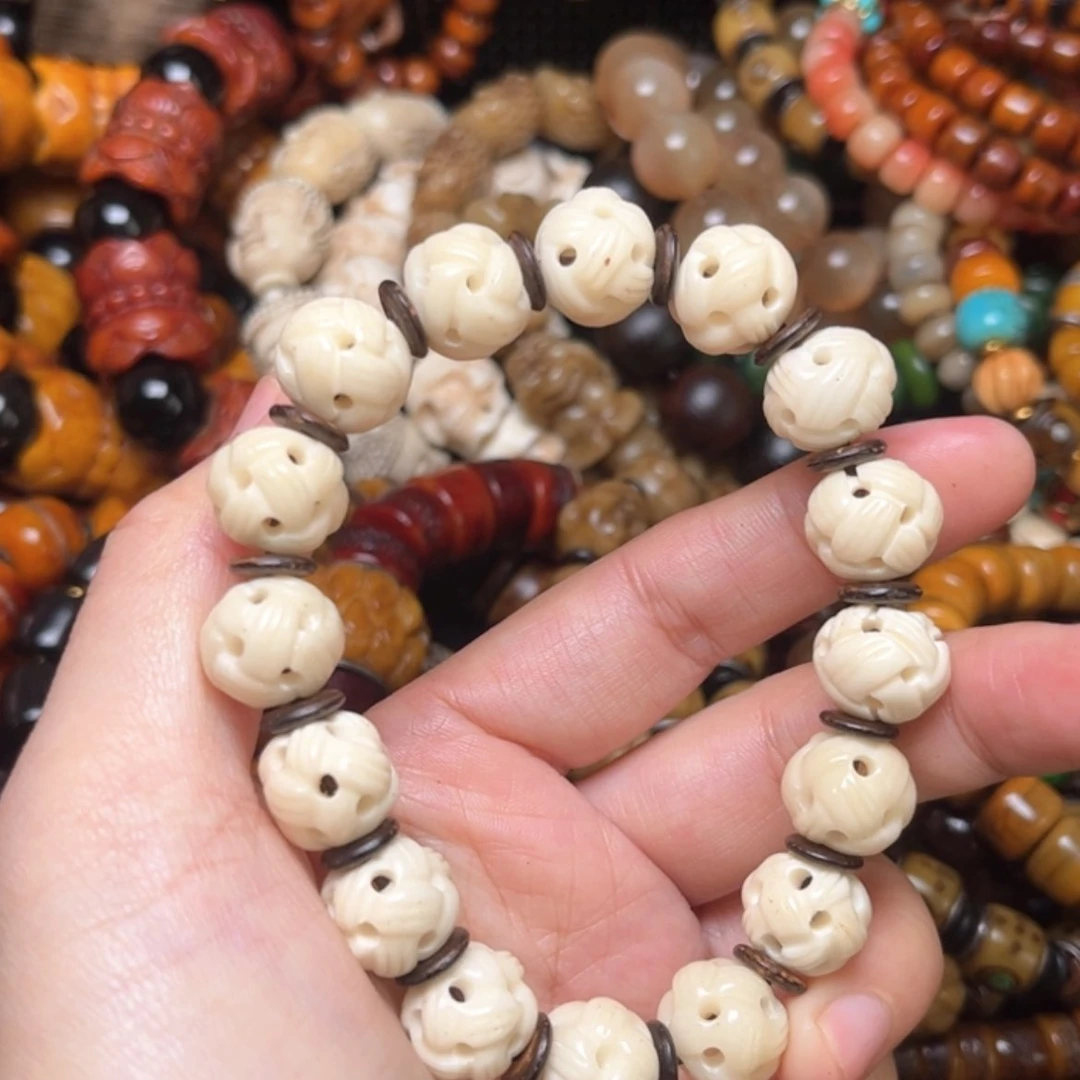 【闪购商品】牛骨手串/手链牛骨原色路路通14×16颗