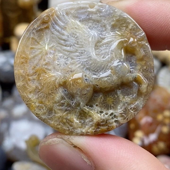 颈饰未镶嵌硅化珊瑚（珊瑚玉）小