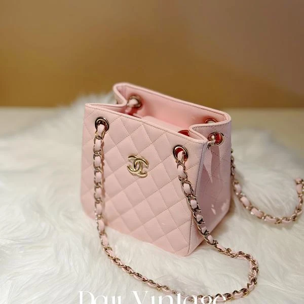 大吉中古/Chanel香奈儿粉金tote单肩包
