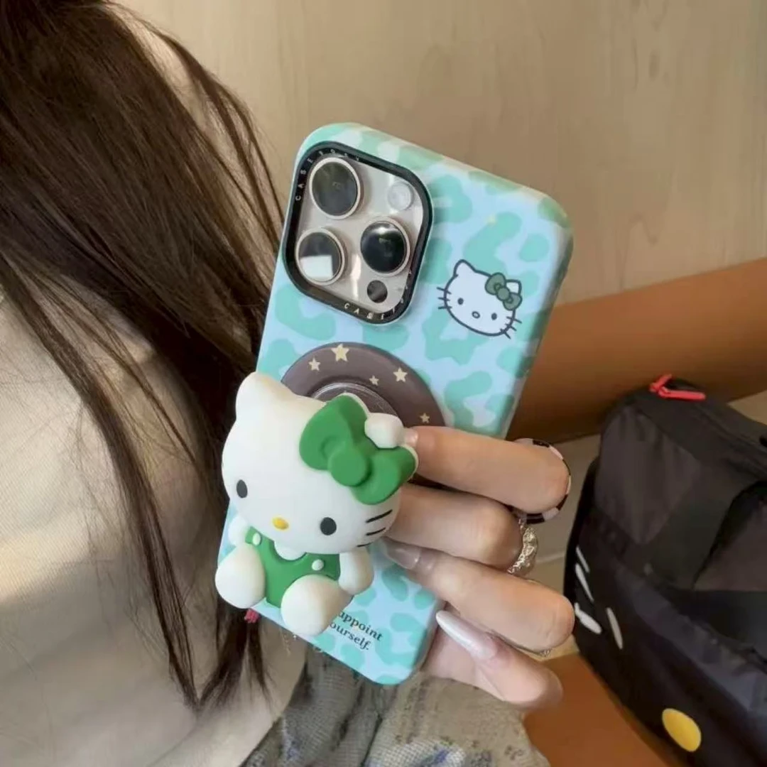 豹纹KT磁吸支架适用iPhone16promax时尚苹果15手机壳可爱14少女心