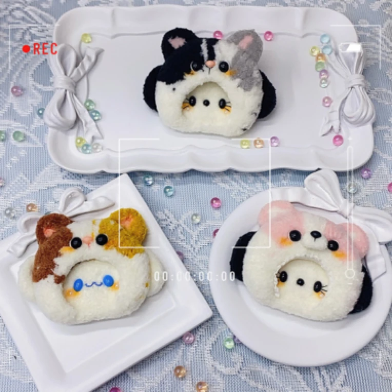 （本店满45包邮）手工毛线钩织可爱发夹