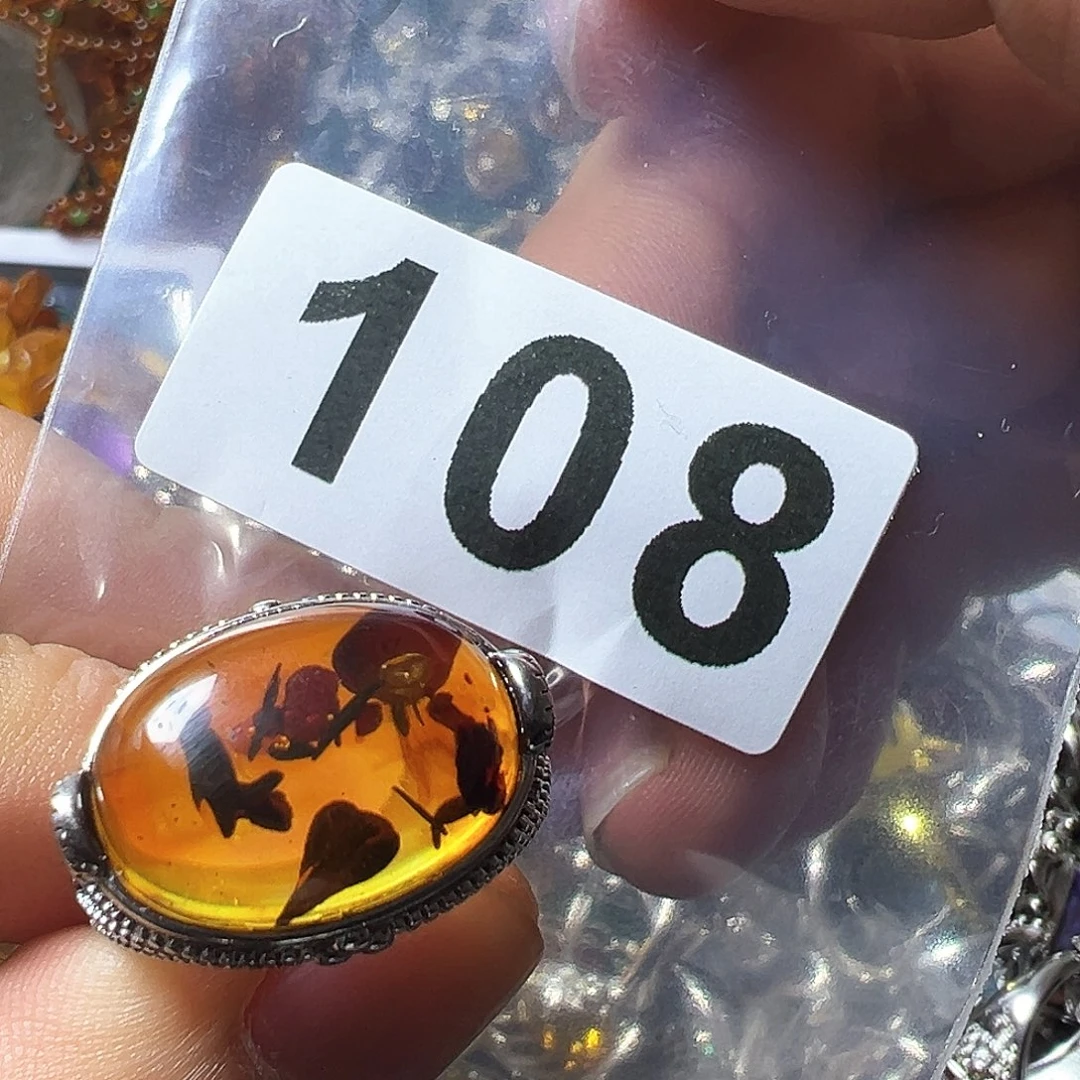 琥珀（花珀）戒指未镶嵌