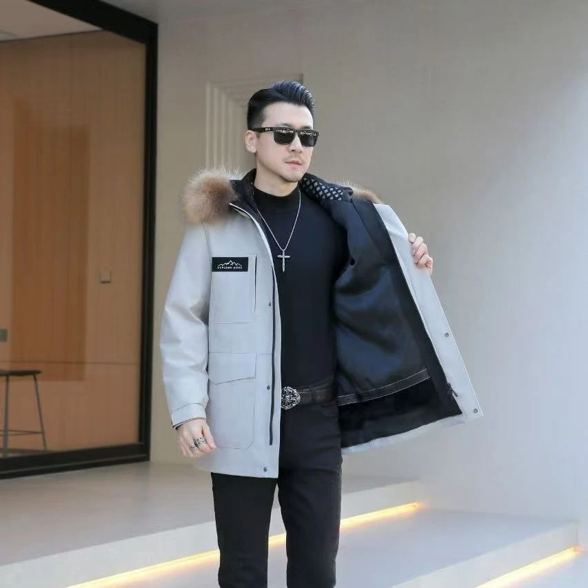 男女同款加大毛领派克服活里活面可拆卸，下单带护毛内衬