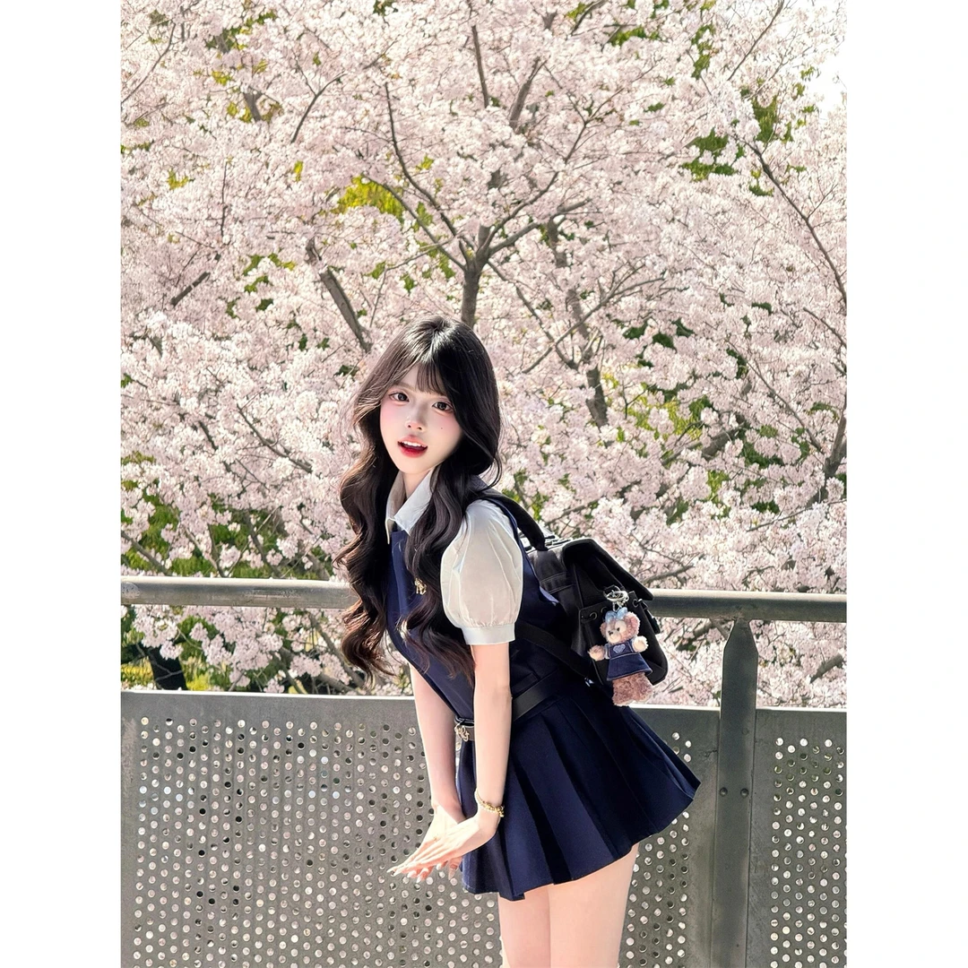 气质法式裙子韩版时尚套装少女风简约通勤套装日系吊带复古学院风