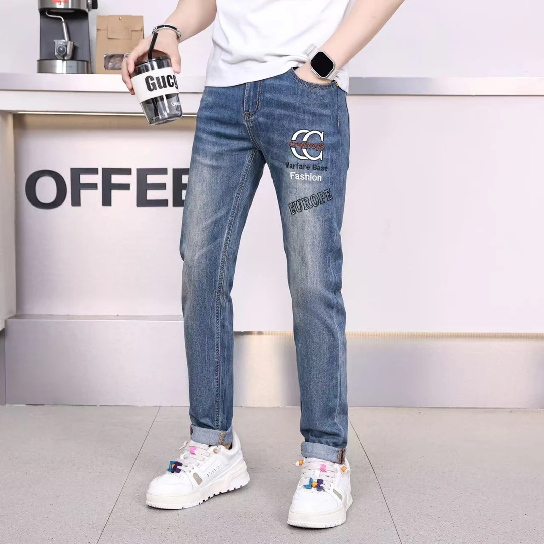 5546夏季新款男士欧货时尚小直筒牛仔裤