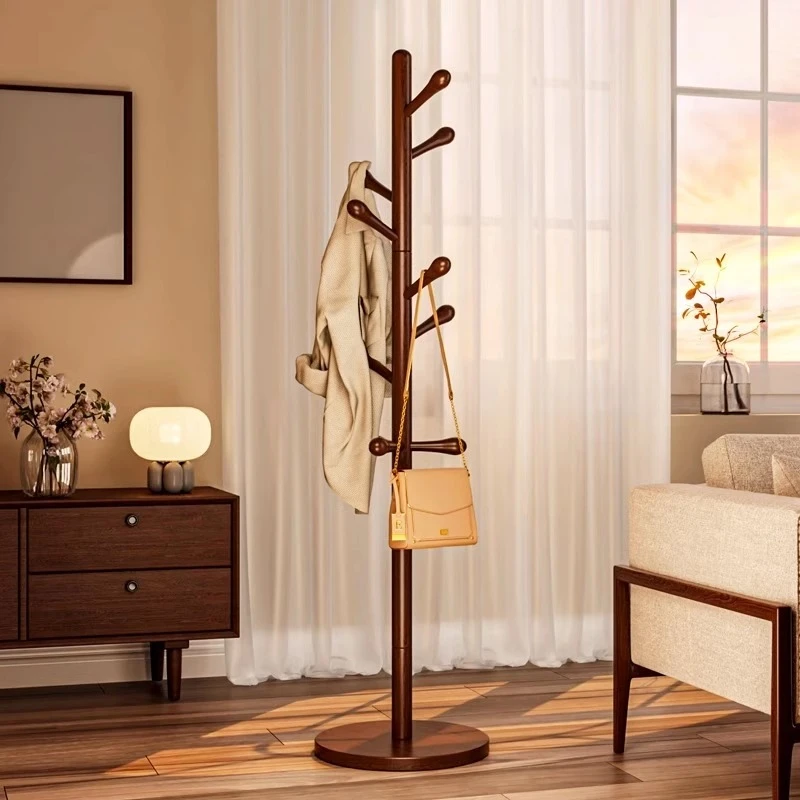 实木衣架落地衣帽架卧室家用挂衣架简易立式榉木大学生宿舍挂包架