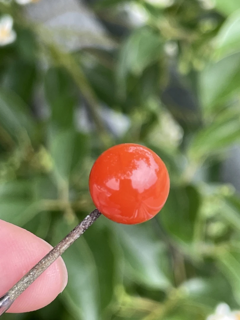 精品南红12mm配饰单珠圆珠颜色红润柿子红高货