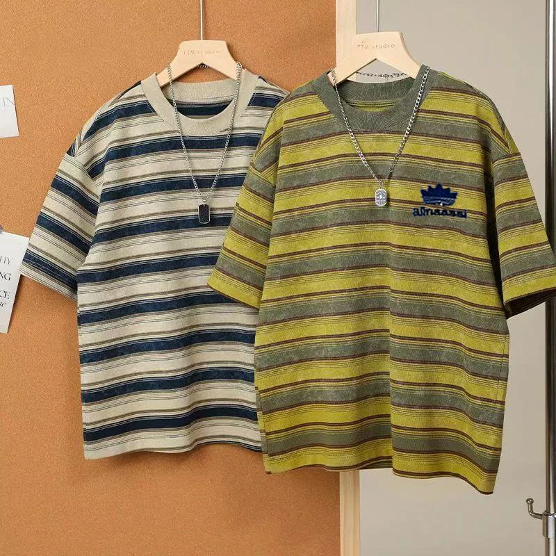 儿童短袖爆款条纹夏季男女童休闲上衣中大童套头