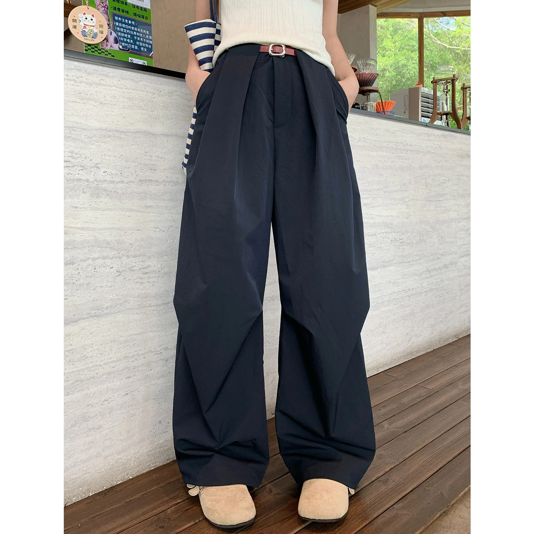 【冰感速干4.0】夏季薄款冰凉透气直筒阔腿女中高腰宽松垂感休闲裤