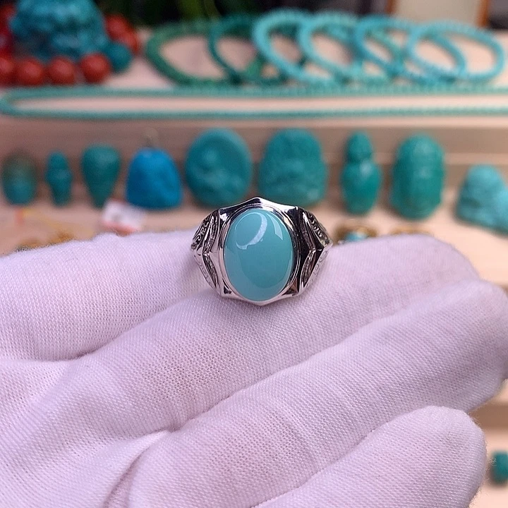 绿松石珠宝半成品银S925镶嵌