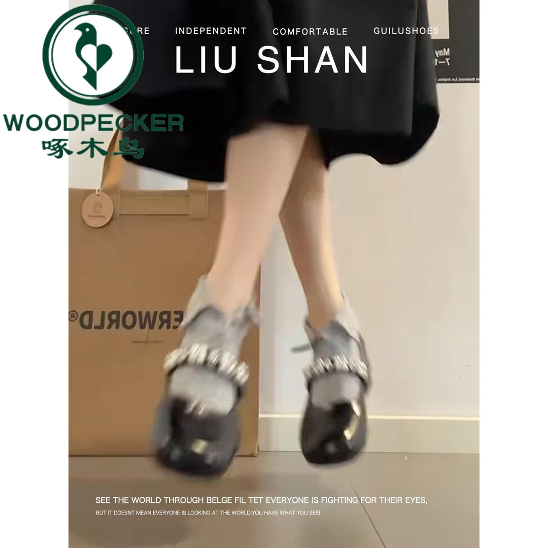 啄木鸟法式气质内增高玛丽珍鞋女温柔配裙子魔术贴平底芭蕾单鞋