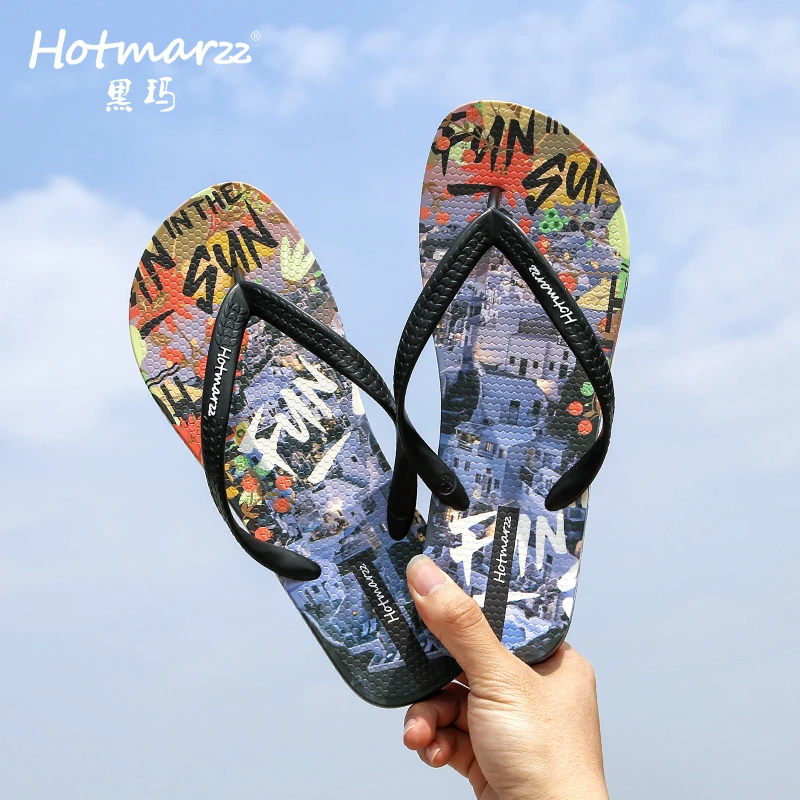 hotmarzz/黑玛人字拖男防滑防臭凉鞋夏季沙滩时尚拖鞋潮流