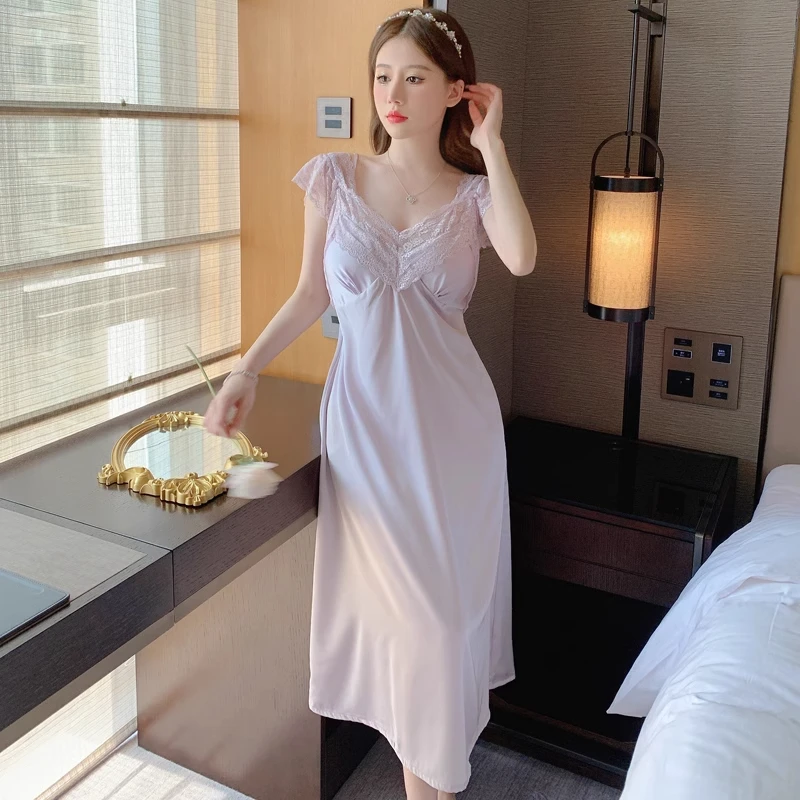 宫廷吊带睡裙带胸垫纯欲风性感睡衣女春夏季冰丝法式2025新款夏天
