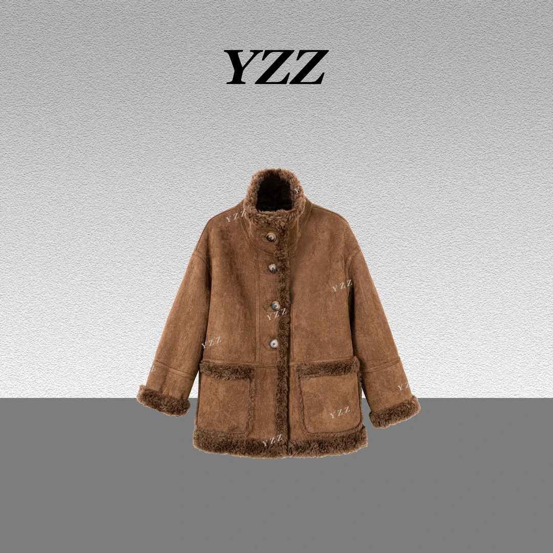 YZZ “凛冬”100%绵羊毛两面穿冬季保暖时尚外套 810542
