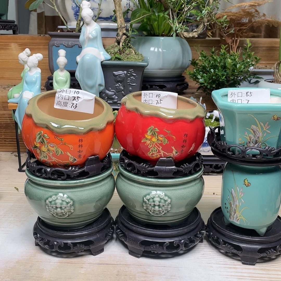 紫砂花盆陶瓷艺术花盆陶瓷