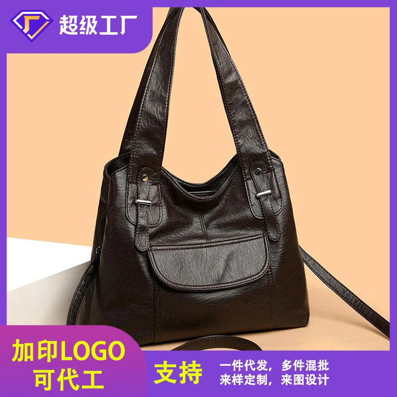 跨境托特包大容量女单肩包通勤高级感新款时尚百搭小众软皮腋下包