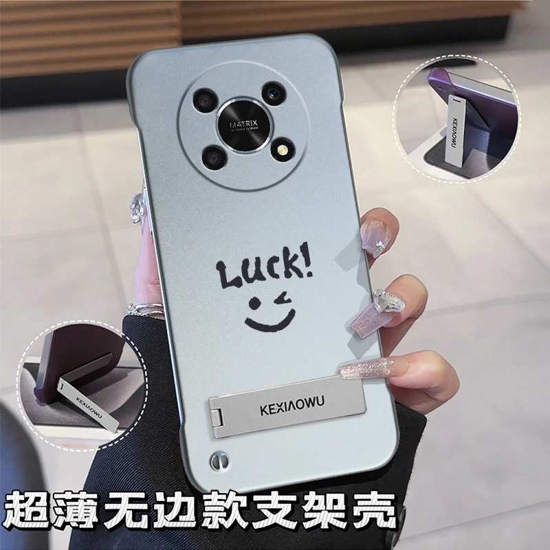 适用荣耀X30手机壳无边框超薄壳时尚潮支架金属漆散热笑脸保护套