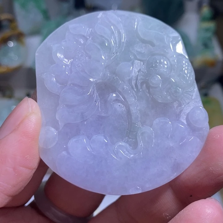 【闪购商品】颈饰未镶嵌翡翠荷叶鱼