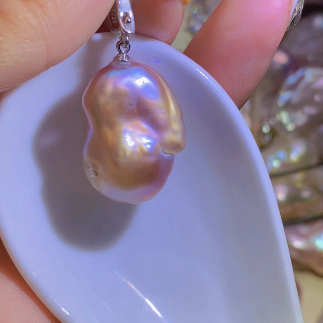 银S925镶嵌淡水珍珠微瑕