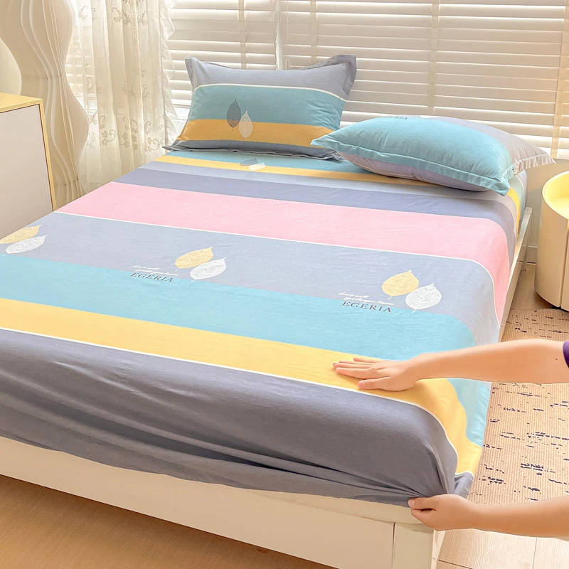100%加厚全棉纯棉磨毛印花单床笠床笠单件宿舍单人床套罩防滑床