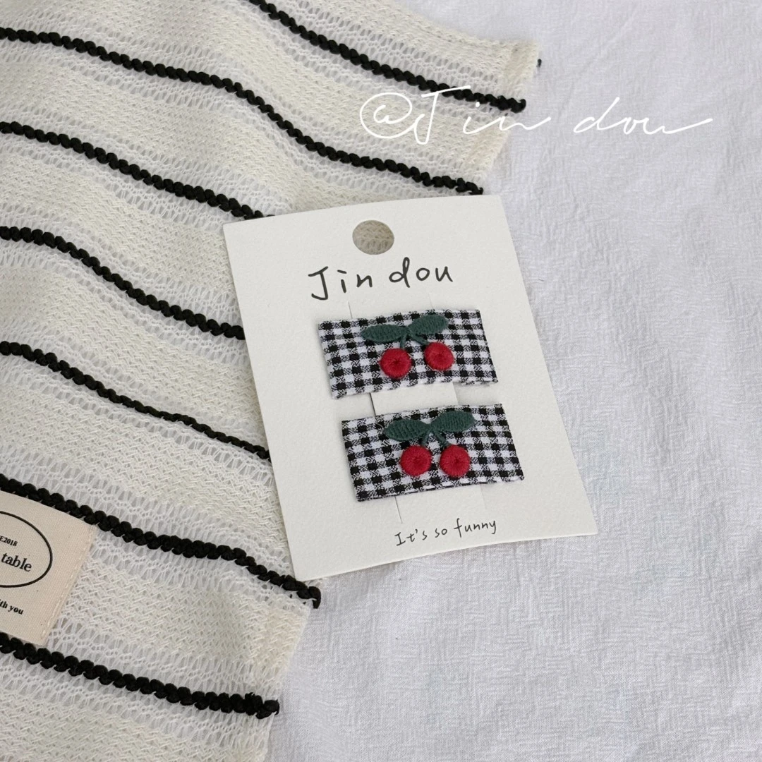 A083—“手作系列”格子樱桃包布掰掰夹