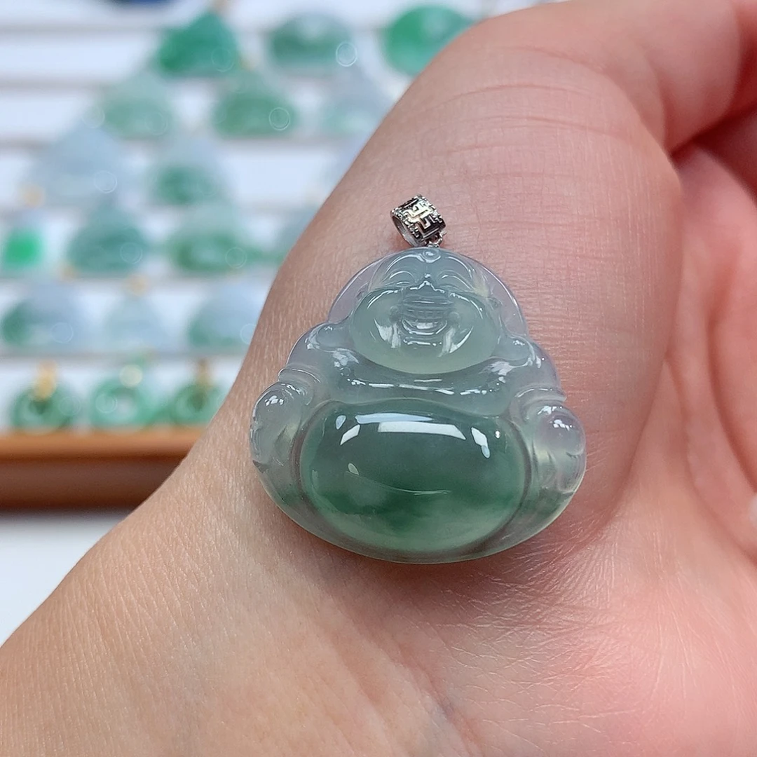 翡翠18K金镶嵌吊坠(赠链)25-26-5.7