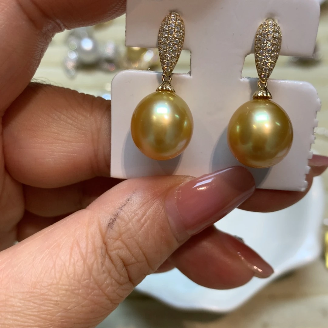 海水珍珠耳饰14K金镶嵌