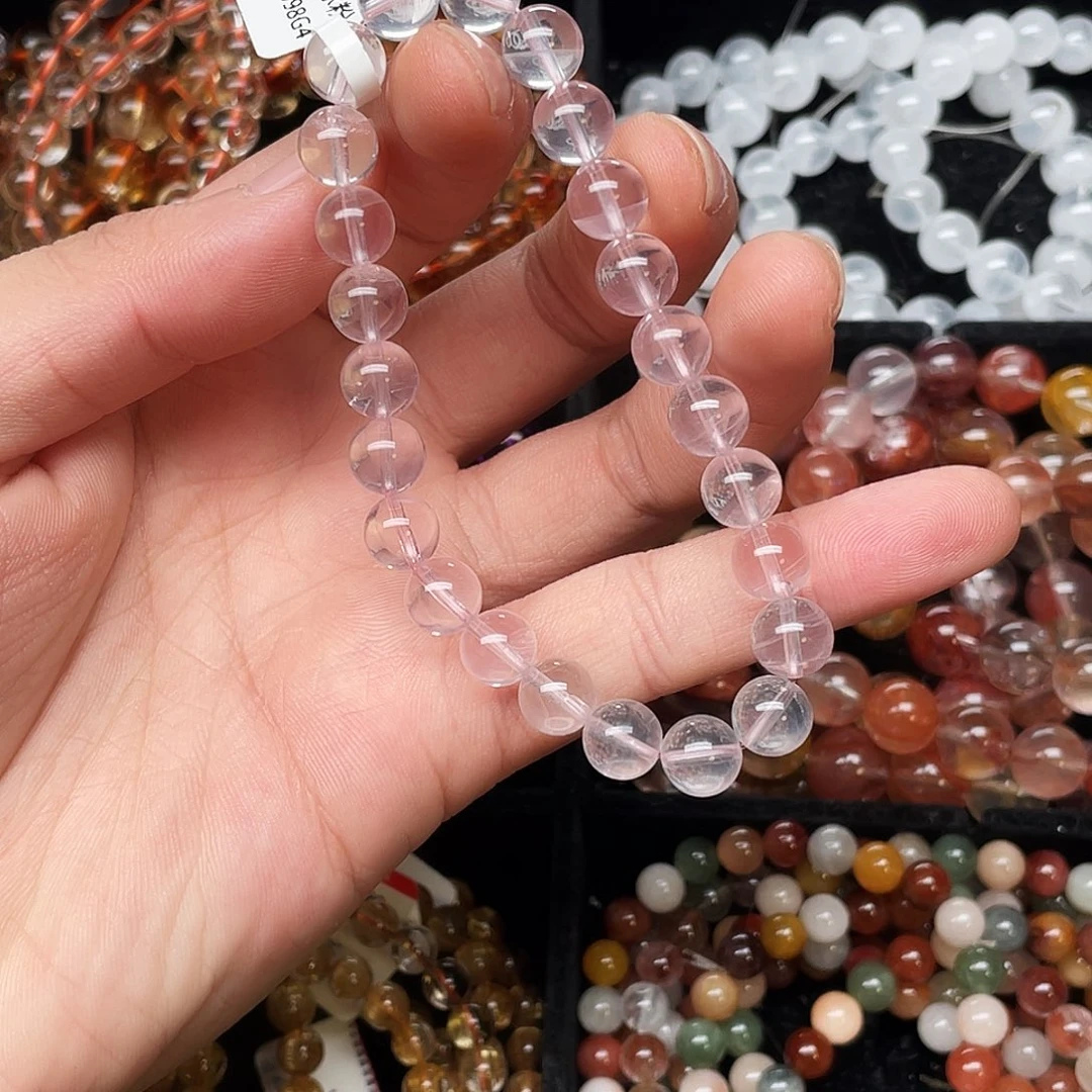 未镶嵌手链水晶莫桑比克星光粉晶8.5