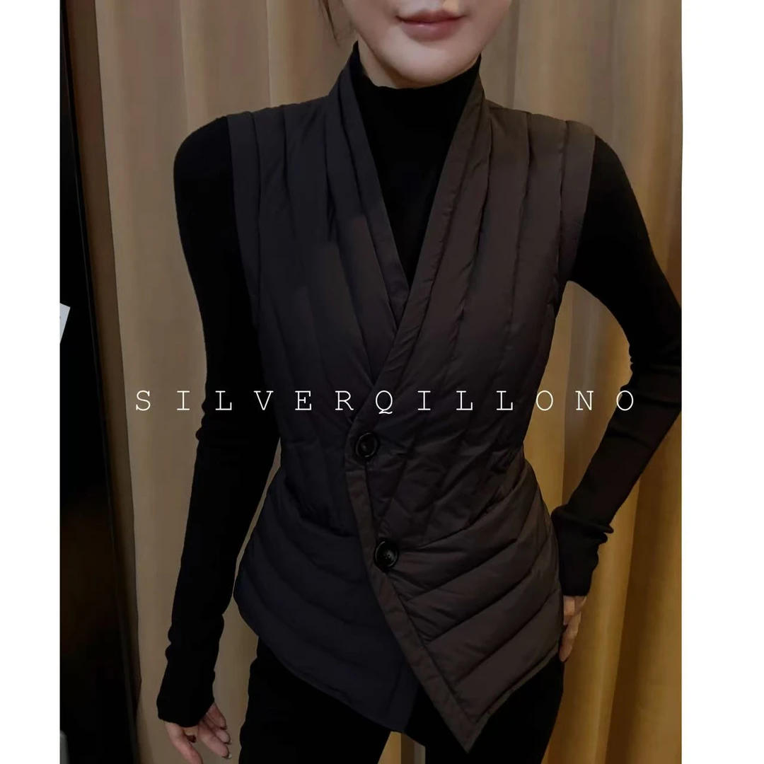 KIKI【羽绒马甲】冬季高级轻奢保暖气质90白鸭绒羽绒服马甲5Q3293