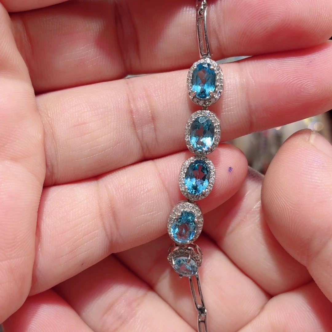 银S925镶嵌手链托帕石国首质检