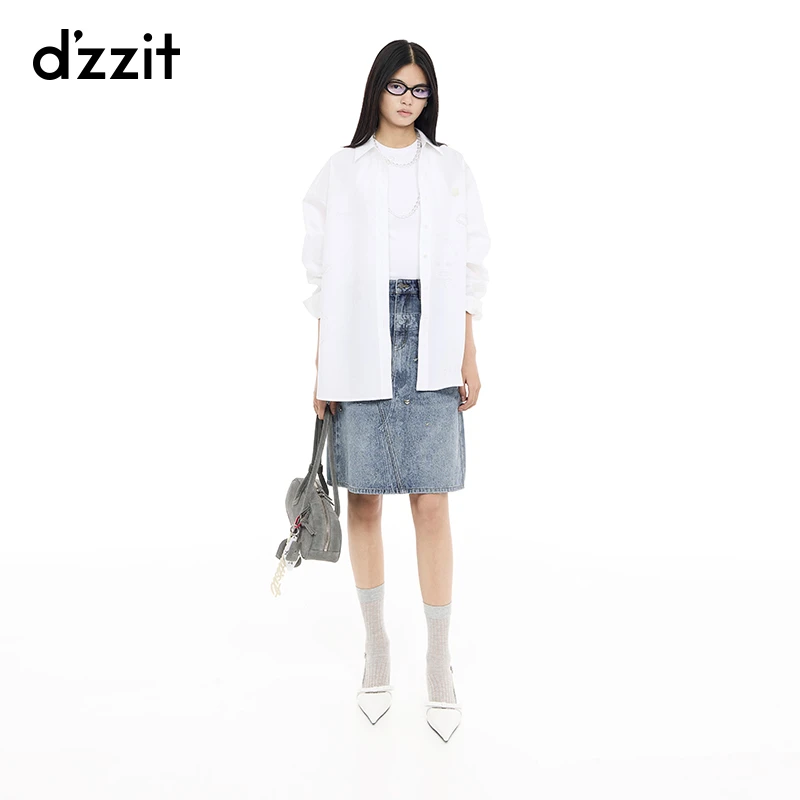 【泡泡玛特联名系列】dzzit地素衬衫25春新款情绪T涂鸦女3J1C4031B